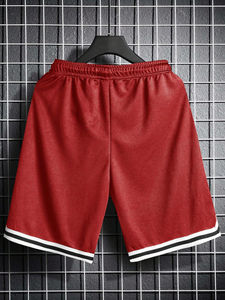 Short de basket-ball mi-long en maille de style High Street pour hommes, taille élastique de base personnalisée avec motif imprimé solide - Product Image 2