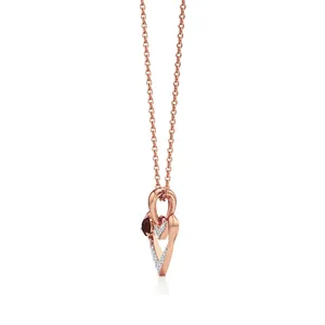 Pendentif Cœur Fleur Vintage Plaqué Or 18 carats et Rhodium avec Perle et Zircon - Product Image 3
