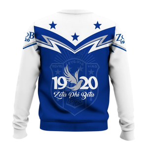 Sudadera con cuello redondo bordada en azul de la hermandad griega Zeta Phi Beta para mujer, ropa de 1920 - Product Image 2