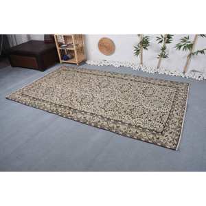 Alfombra turca Vintage marrón Beige clásica 4,9 'X 8,6 'de lana de tejido plano Boho alfombra de yute para sala de estar patrón de retazos de látex - Product Image 2