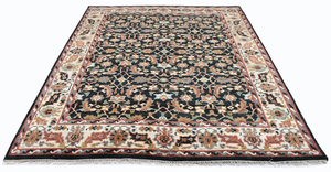 Tapis de salon moderne OEM, fait main en coton et laine, noir, rectangulaire, motif Oushak floral, antidérapant, poils moyens, direct - Product Image 3