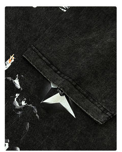 T-shirt rétro délavé à l'acide T-shirt en coton surdimensionné pour homme avec logo personnalisé Streetwear Fashion Short Sleeve Casual Outfit - Product Image 3