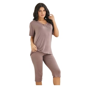 Conjunto de Pijama de Viscosa para Mujer, Camisón Capri, Túnica Corta, Ropa de Dormir Suave y Transpirable, Ropa de Casa Cómoda para Descansar - Product Image 2
