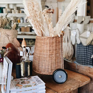 Rattan Wheel Luggy <b>Basket</b> Handmade <b>Woven</b> <b>Baskets</b> With Wheels Wholesale Premium Quality OEM Accept - Product Image 3