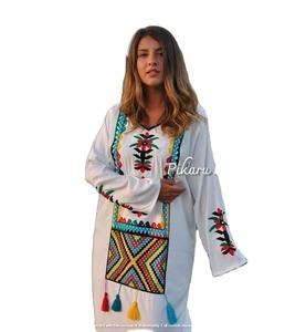 ชุดเดรสปักลายแขนยาว,ชุดเดรสเข้ารูปทันสมัยปักลายโบฮีเมียนเก๋ไก๋ทันสมัยพร้อมพู่ - Product Image 1