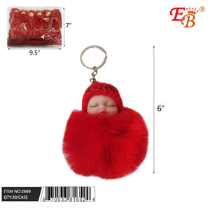Portachiavi E.B. in peluche con pompon, 6 pollici, in morbida pelliccia sintetica, stile cartone animato, per regalo di Capodanno cinese - Product Image 1