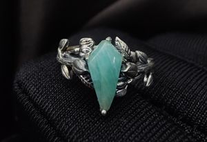 แหวนเงินแท้ 925 ประดับอเมซอนไนต์ทรงว่าว ชุบทอง งานแฮนด์เมด เครื่องประดับพลอย ขายส่ง รับสั่งทำ - Product Image 6