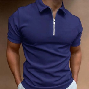 Nuevo estilo de moda, ropa de calle para hombre, polos de algodón de talla grande para hombre, polos de manga corta de verano con media cremallera - Product Image 5