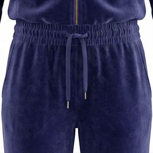 2025 Custom Logo <b>Crop</b> Hoodies <b>Jogger</b> Pant Sets Solid Style Zip Tracksuit Casual 220gsm Split 2 Piece Women Winter Breathable - Product Image 5