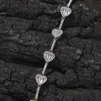 Collar de tenis con forma de corazón y circonita cúbica brillante, cadena de latón para mujer, joyería elegante al por mayor
