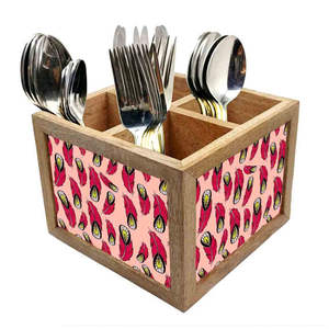 Porte-cuillère design élégant porte-couverts en bois imprimé pour organisateur de cuisine - Product Image 1