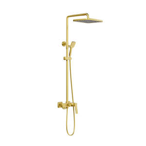 HERA Rainshower <b>System</b> with Single-lever <b>Shower</b> Mixer Set 8303 Matt Gold Square Rain <b>Shower</b> Head - Product Image 2