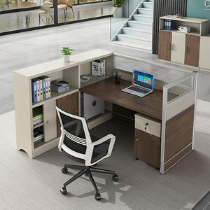 Modern 4 Seater Modular Office Workstation <b>Desk</b> MDF Panel Material Wooden Office Cubicle Call Center Computer Table Commercial F - Product Image 2