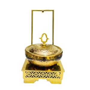 Suministros DE BODA Buffet Plato de frotamiento Calentador de alimentos Plato de servicio de comida usado de lujo Diseño de grabado hecho a mano Plato de frotamiento - Product Image 1