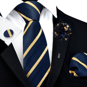 Ensemble <span class=keywords><strong>de</strong></span> cravates <span class=keywords><strong>de</strong></span> <span class=keywords><strong>luxe</strong></span> marron or rayé <span class=keywords><strong>cravate</strong></span> carré écharpe boutons <span class=keywords><strong>de</strong></span> manchette broche ensemble hommes costume accessoires Fit affaires mariage Festival - Product Image 3