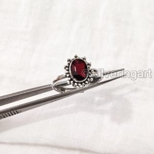 แหวนผู้หญิงพลอยโกเมนธรรมชาติหิน January birthuary ผู้หญิงแหวนโบฮีเมียนเครื่องประดับคริสต์มาสทำด้วยมือ925แหวนเงินสเตอร์ลิง - Product Image 4