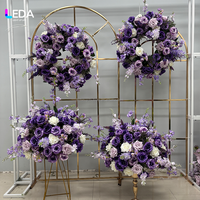 LEDA Arrangement floral artificiel très vendu, série violette, boule de fleurs en soie, centres de table pour la décoration de mariages et d'événements