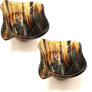 <b>Buffalo</b> <b>Horn</b> Carved Animal Design Serving Mixing Bowls Set-Waterproof Natural Shape - Product Image 1