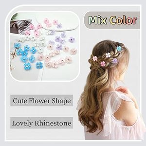 Mini pinces à cheveux à fleurs de trèfle avec de jolies barrettes de cheveux en strass, épingles à cheveux pratiques faciles <span class=keywords><strong>pour</strong></span> les coiffures de tresses - Product Image 1