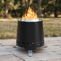 Brasero sans fumée 9 pouces, foyer de table portable, poêle à bois pour camping, extérieur, jardin, camping-car, pique-nique, en acier inoxydable noir
