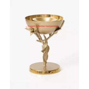 Quemador de metal chapado en oro de diseño clásico con soporte de rama floral intrincado quemador de incienso con acabado de latón antiguo hecho a mano - Product Image 2