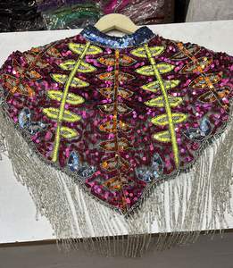 Poncho Blusa con Cuentas Hecho a Mano por Diseñadores Indios, Prenda Étnica Hermosa para Adultos, Ideal para Fiestas Nocturnas - Product Image 3