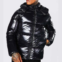 Veste matelassée pour hommes Veste matelassée décontractée à capuche avec fermeture éclair intégrale Veste d'hiver métallisée brillante Design personnalisé Vestes matelassées pour hommes personnalisée
