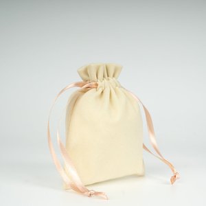 Blush Pink Velvet Rose <b>Drawstring</b> <b>Pouch</b> with Screen Printing Finish Recyclable for Storing Jewelry or Gems 4 5 (10 13 Cm) - Product Image 5