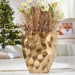 Florero con acabado brillante de latón para decoración, mesa de hogar, cuenco y jarrones decorativos de lujo para oficina - Product Image 5