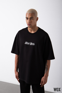 Camiseta de Hombre 2023, Corte Holgado, 100% Algodón Orgánico, Tejido de Punto con Estampado de Puntos, Hombros Caídos, Dobladillo Curvo, Color Negro, Logotipo Personalizado, Estilo Urbano - Product Image 3