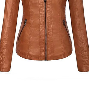 Chaqueta de cuero de invierno negra para mujer Elegante todos los tamaños con logotipo personalizado y chaqueta de cuero de etiqueta genuina con cremallera - Product Image 3