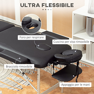 HOMCOM Table de massage pliante à hauteur réglable, aluminium et plastique, 215x60x61-84 cm, noir - Product Image 5