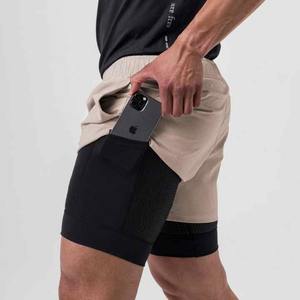 Pantalones cortos deportivos de entrenamiento para hombre, pantalones cortos de baloncesto de primavera para correr, logotipo personalizado, 2 en 1, transpirables de verano - Product Image 2