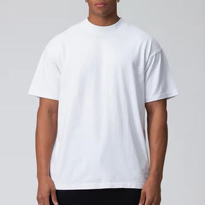 T-shirt surdimensionné vierge pour homme 100% coton | Streetwear décontracté à épaules tombantes | Col ras du cou côtelé pour un design personnalisé - Product Image 3
