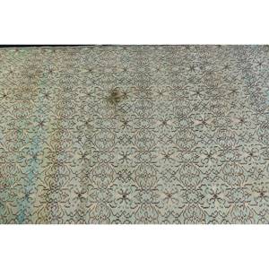 Alfombra de área de lana turca Vintage 4,3X7,4 pies verde beige diseño de retazos para sala de estar pasillo estilo Aubusson grande para adolescentes - Product Image 5