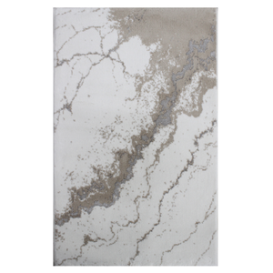 Alfombra de baño rectangular de 70x120cm, color crudo, de algodón reciclado, con diseño jacquard abstracto, estilo moderno, hecha en Turquía. - Product Image 3