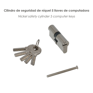 Cilindro di sicurezza 35x35 mm/13,5 a camma corta nichelato con 5 chiavi - Product Image 3