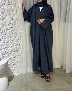 Wholesale Custom Luxury <b>Linen</b> Abaya Premium Quality Free Size Traditional Muslim <b>Dress</b> From Dubai Turkey Islamic Clothing - Product Image 4