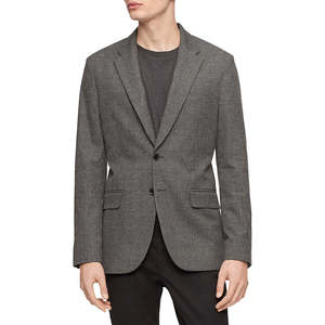 Blazer da uomo Calvin Klein slim fit grigio mélange a quadri, in tessuto lavorato a maglia stampato, taglie forti, per occasioni formali/casual, matrimoni/feste - Product Image 1