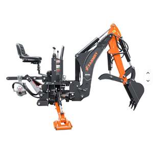 Retroexcavadora para tractor con brazo curvo, cucharón de 12 pulgadas, garra hidráulica con pulgar, bomba de engranajes autónoma y depósito hidráulico para motor, 3 años de garantía - Product Image 3