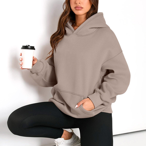 Sudaderas con capucha en blanco de gran tamaño de calidad superior para mujer, Jersey ligero con hombros caídos, estilo Quickdry, logotipo personalizado - Product Image 4