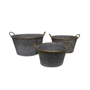 Juego de 3 macetas de cobre antiguas hechas a mano de Metal con decoración de vivero tamaño Regular proveedores indios al por mayor jardín uso doméstico - Product Image 5