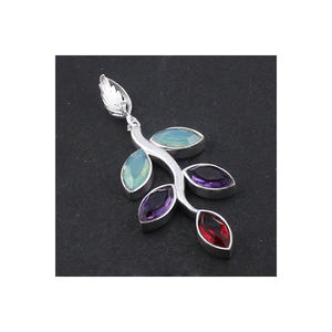 Colgante de plata de ley 925 con piedras múltiples, joyería hecha a mano, al mejor precio - Product Image 5