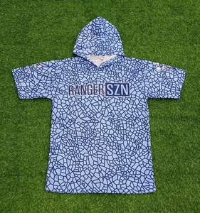Blue Marble Print <b>Men's</b> Hooded Sweatshirt <b>Short</b> <b>Sleeve</b> Pullover Custom Front Logo Casual Sports Polyester/Cotton XXS - Product Image 1