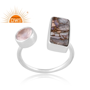 New Trending 925 Sterling Silver Mojave Copper Ethiopian Opal & <b>Rose</b> <b>Quartz</b> Gemstone <b>Ring</b> Custom Design Jewelry Manufacturer - Product Image 1
