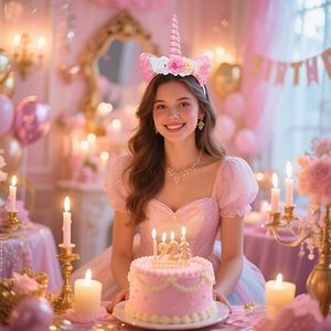 عصابة رأس على شكل زهرة يونيكورن لطيفة للفتيات إكسسوارات شعر للأطفال لحفلة عيد ميلاد يونيكورن - Product Image 4