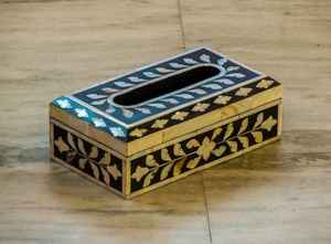 Diseño personalizado de fábrica, mesa de MDF de mármol de lujo, logotipo personalizado, servilletero con incrustaciones de hueso Rectangular para cajas de pañuelos para el hogar - Product Image 2