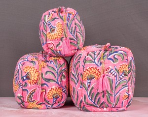 กระเป๋าซิปใส่เครื่องสำอางทำจากผ้าฝ้ายกันน้ำดีไซน์ตามสั่งพิมพ์ลายบล็อกอินเดียแนววินเทจเป็นมิตรต่อสิ่งแวดล้อม - Product Image 2