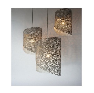 Wholesale Bulk Home Decorative Smoke Gold Plating Iron Hanging Lamp Modern Design Pendant <b>Light</b> Handmade LED Rattan Shade <b>Dining</b> - Product Image 3