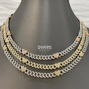 8mm Fully Iced Cuban <b>Heart</b> Chain VVS1 Moissanite 18K <b>Gold</b> Plated Luxury Men's Hip Hop Miami Link <b>Necklace</b> 925 Silver Gift - Product Image 4